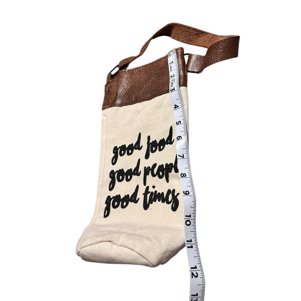 Wine Bag Gift Bag Good Food Good People Good Times Brown and Beige - Picture 3 of 6